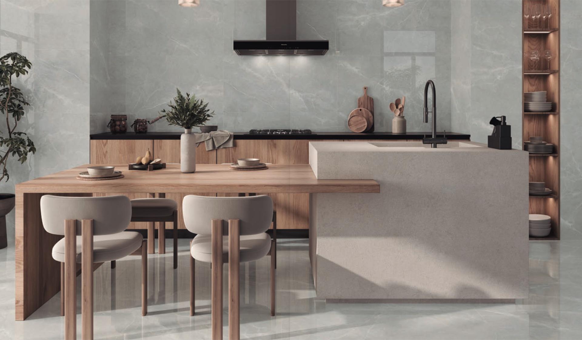 Ambiente de interiorismo con porcelánico de gran formato QualityTiles