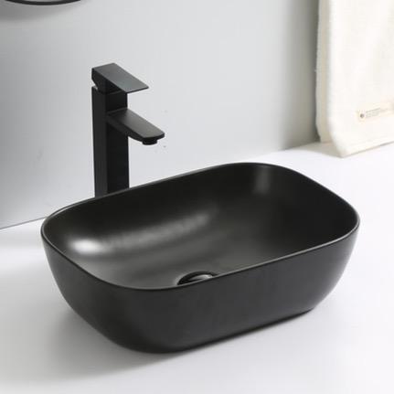 Vasque Caudiel — Vasque à poser en noir mat, rectangulaire.