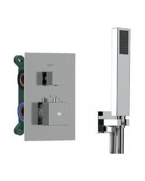 Ensemble de douche encastré thermostatique Orion — Douche encastrée thermostatique avec douchette carrée.