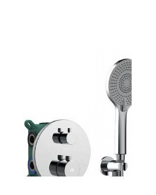 Ensemble de douche encastré thermostatique Round — Douche encastrée thermostatique avec douchette ronde.