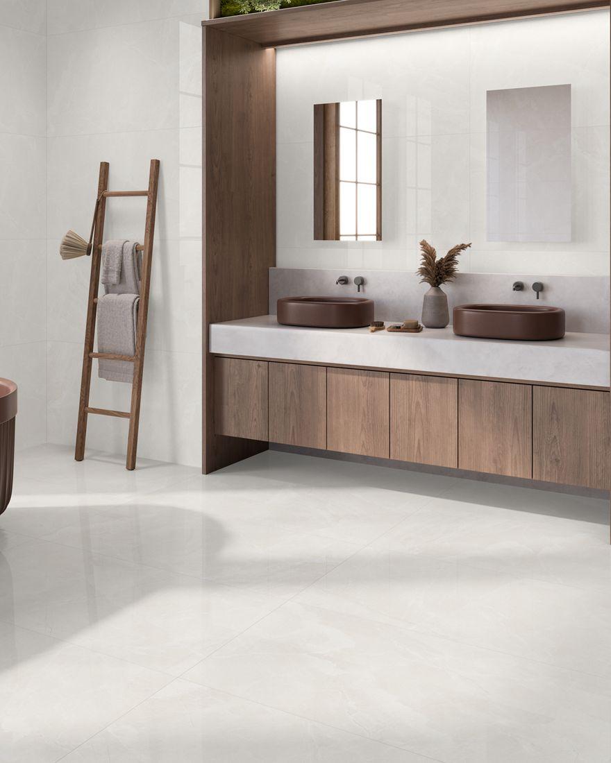 Galaxy — Pierre veinée en Pearl et Grey, avec pièce décorative.