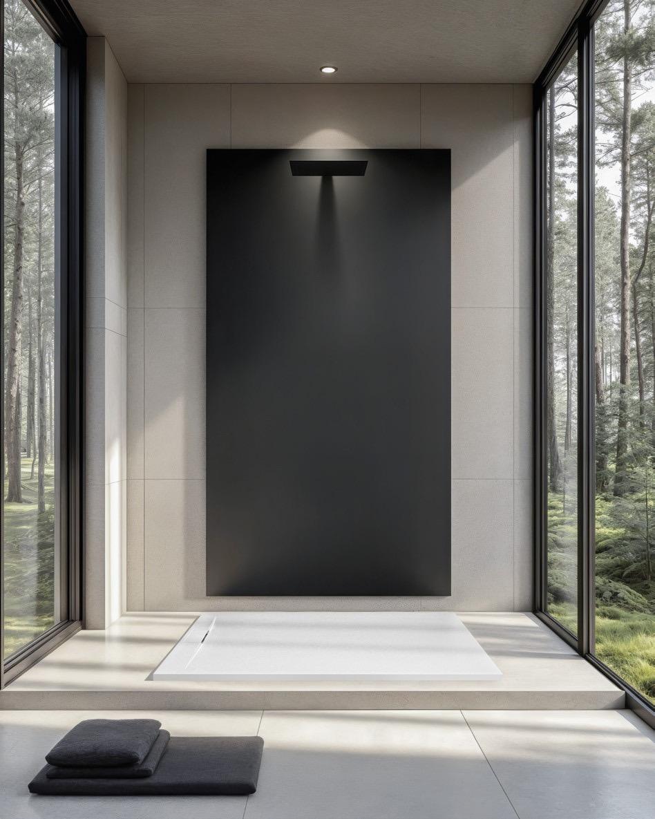 Receveur de douche Rock — Receveur en résine, design évolué, bonde double voie.