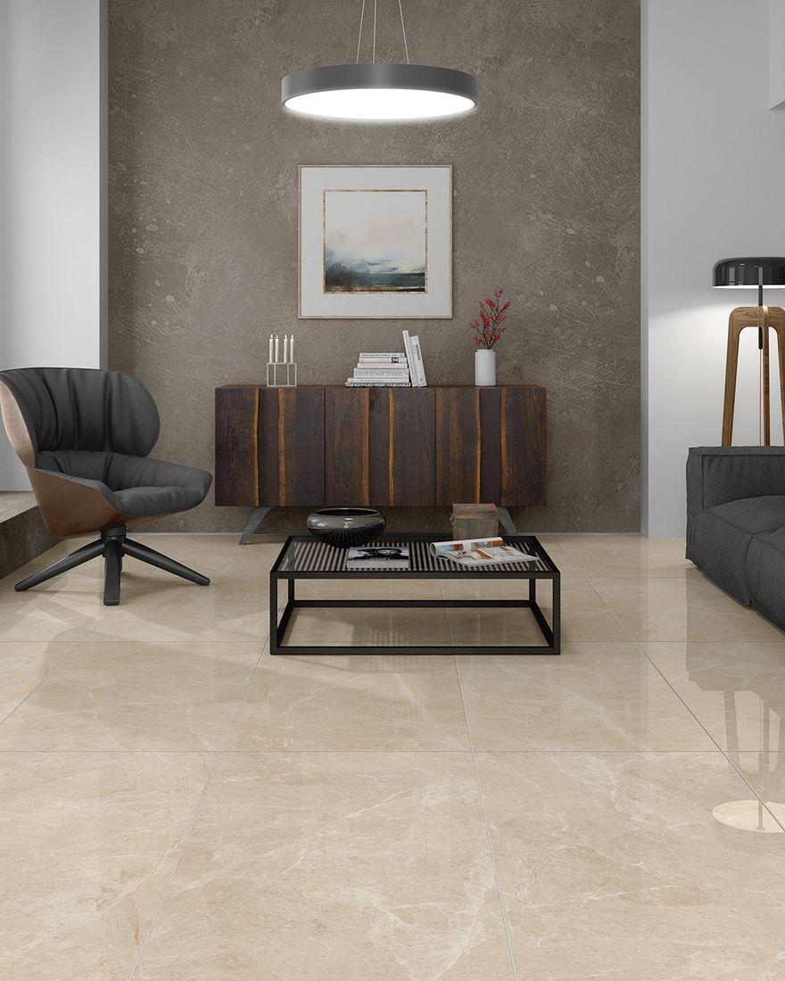 Supreme — Marbre gris/crème d'allure seigneuriale, finition brillante.