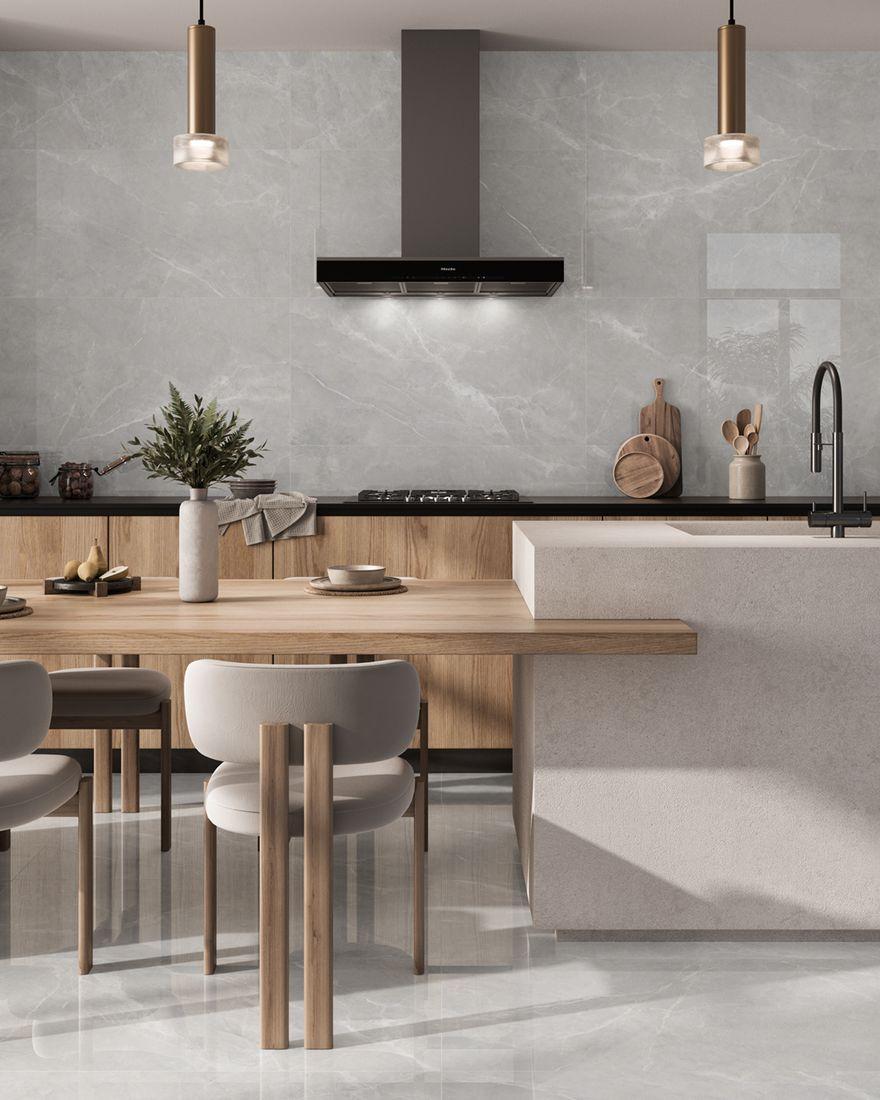 Venus — Effet onyx translucide en White, Grey et Sand, grand format.