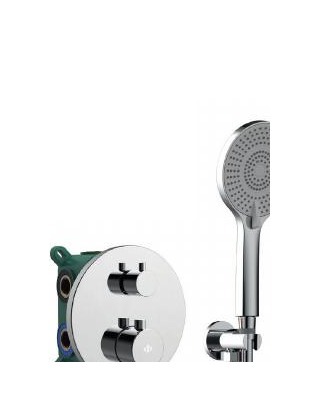 Set Ducha Empotrada Termostática Round — Ducha empotrada termostática con teléfono redondo.