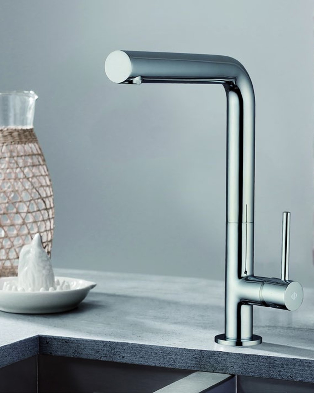 Monomando Cocina Ósmosis Acero — Grifo de cocina de 3 vías para agua de ósmosis.